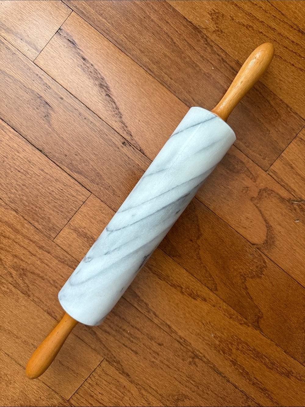 Vintage Marble Rolling Pin with Wooden Handles